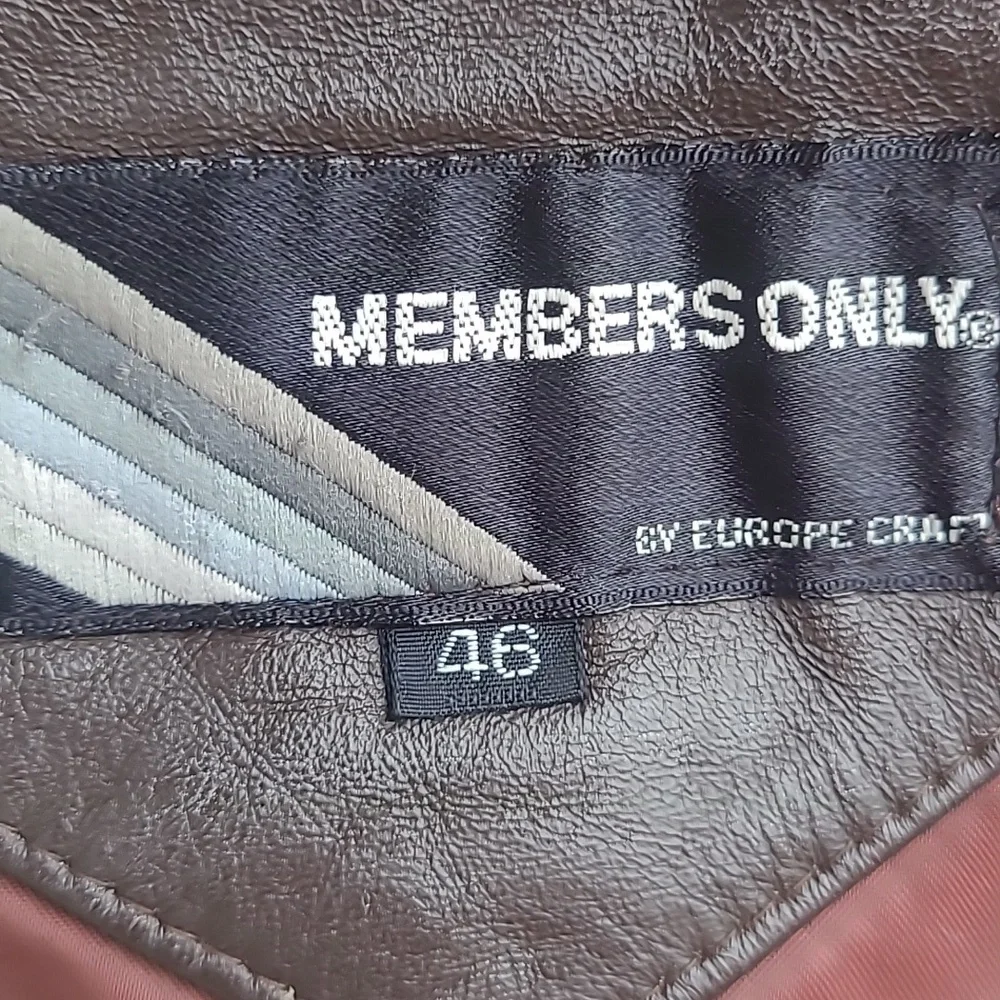 MEMBERS ONLY Dark Brown Leather Moto Racer Mens 46 XL Full Zip Jacket‎ VTG RARE - Picture 8 of 11